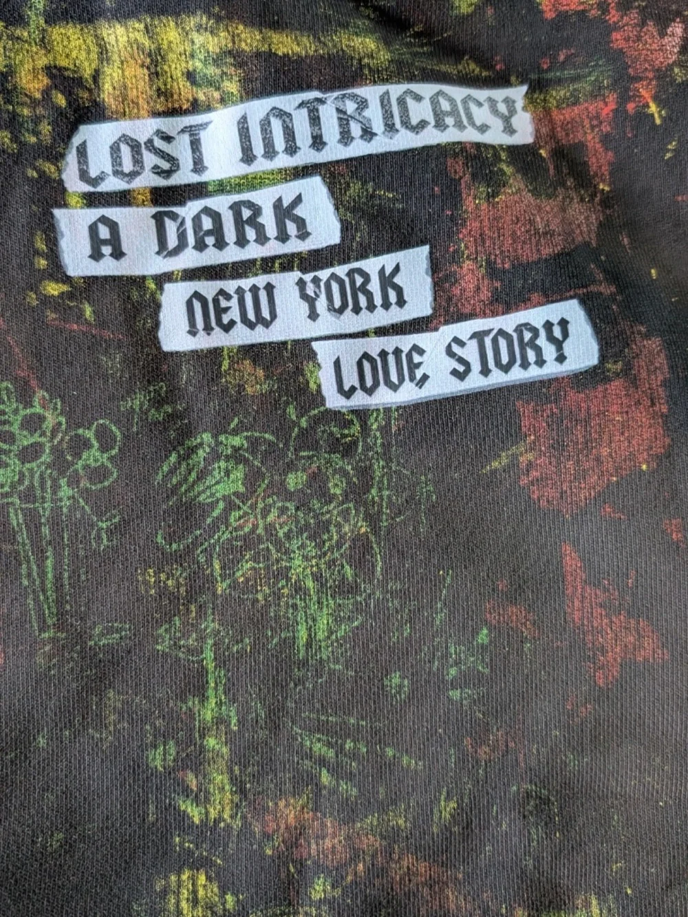 Lost Intricacy Hoodie Dark New York Love Story Decay Wash Graffiti Mens XL NWT